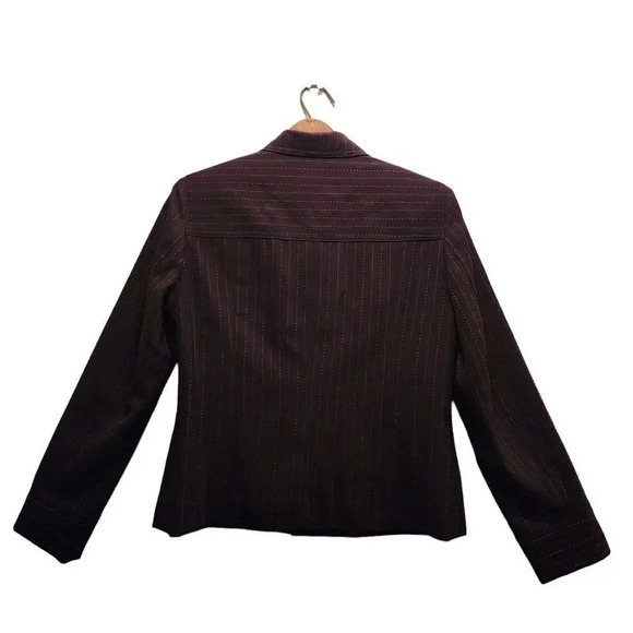 Vintage Norton McNaughton Blazer Womens Petites 8P Brown Pockets Single Breasted - Picture 2 of 8